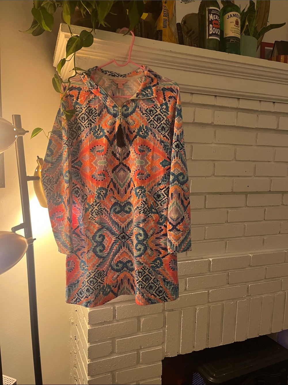 Lilly Pulitzer Coral, Blue and White Long Sleeve Printed Tunic Dress
